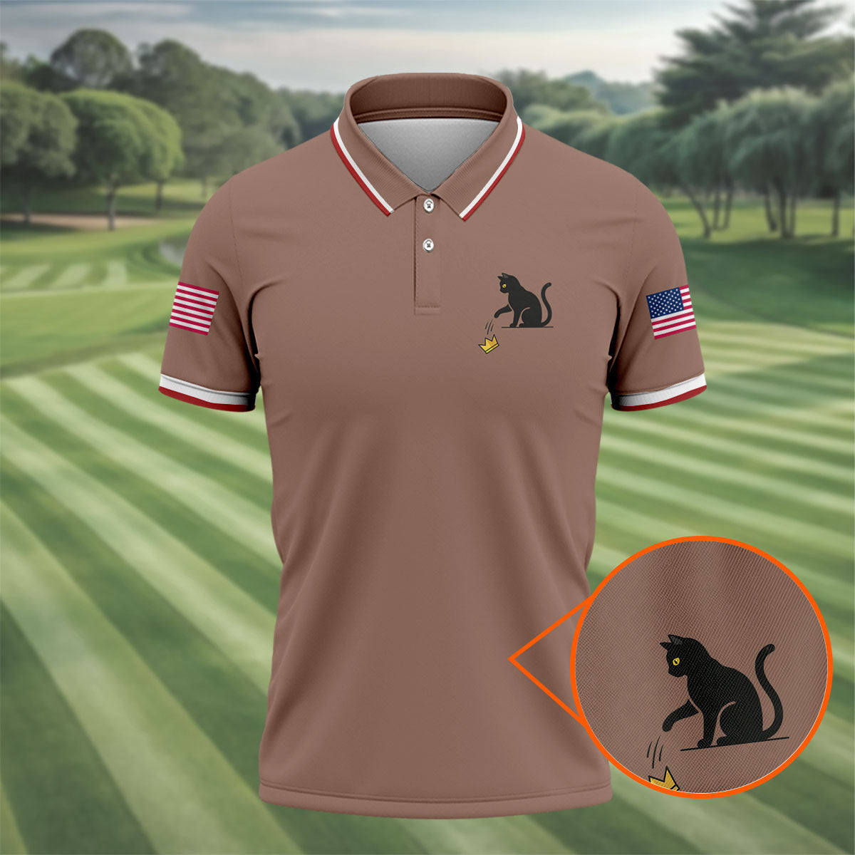 No King Naughty Cat 250 Years Patriotic Golf Shirt, Golf Shirts For Men, 4th Of July Golf Shirt