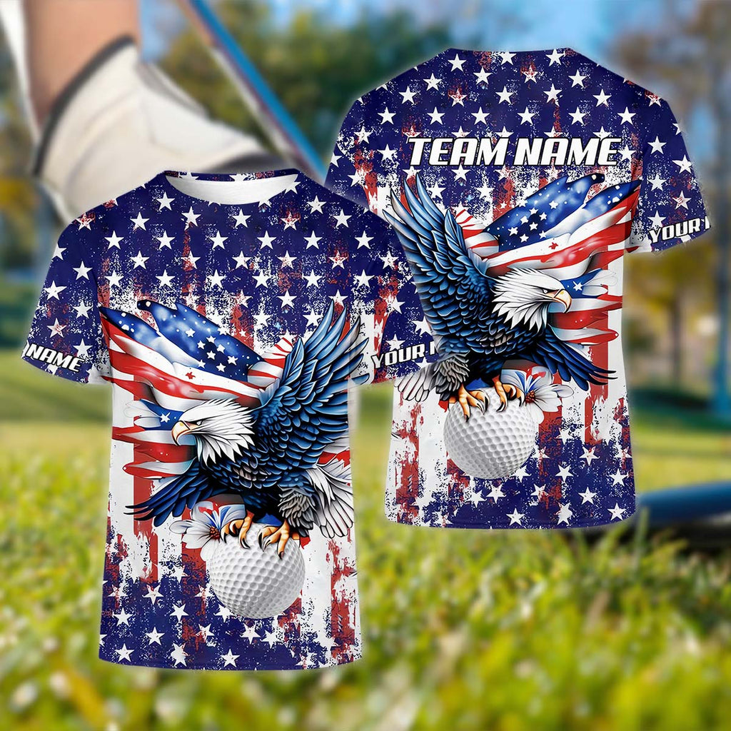 American Eagle And Star Custom Golf Polo ShirtGift For Golfers, Golf Gift Ideas, America 250 Anniversary Golf Shirt