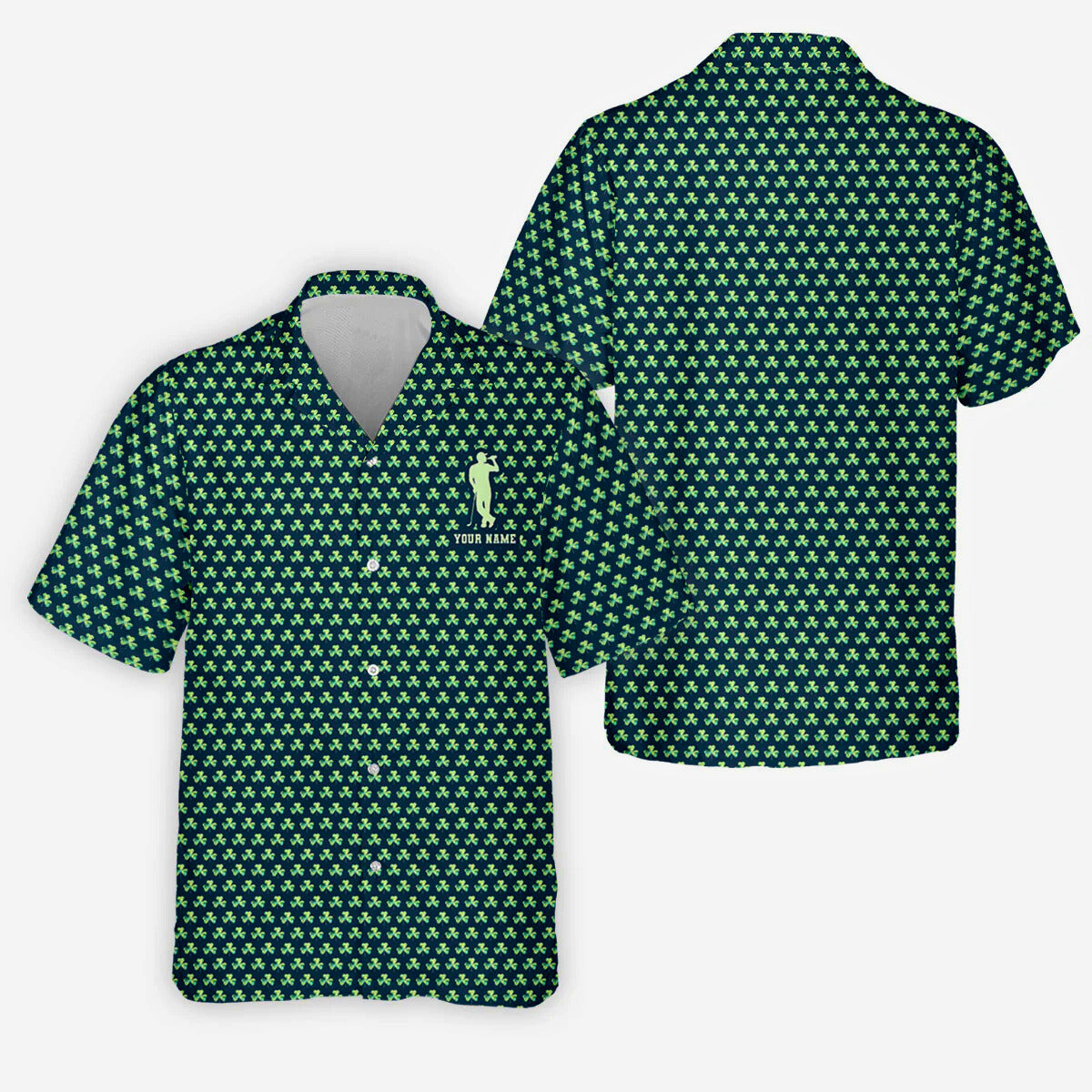 Personalized St Patrick's Day Golf Shirt for Men, Shamrock Beer Green Golf Shirt with Custom Name
