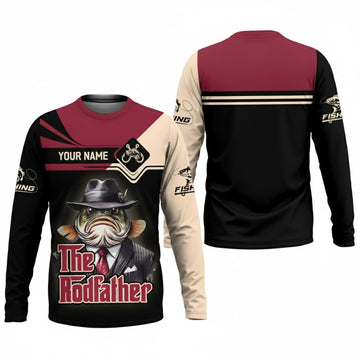 Personalized The Rodfather Fishing Long Sleeve Shirt, Custom Name,Funny Fisherman Gift