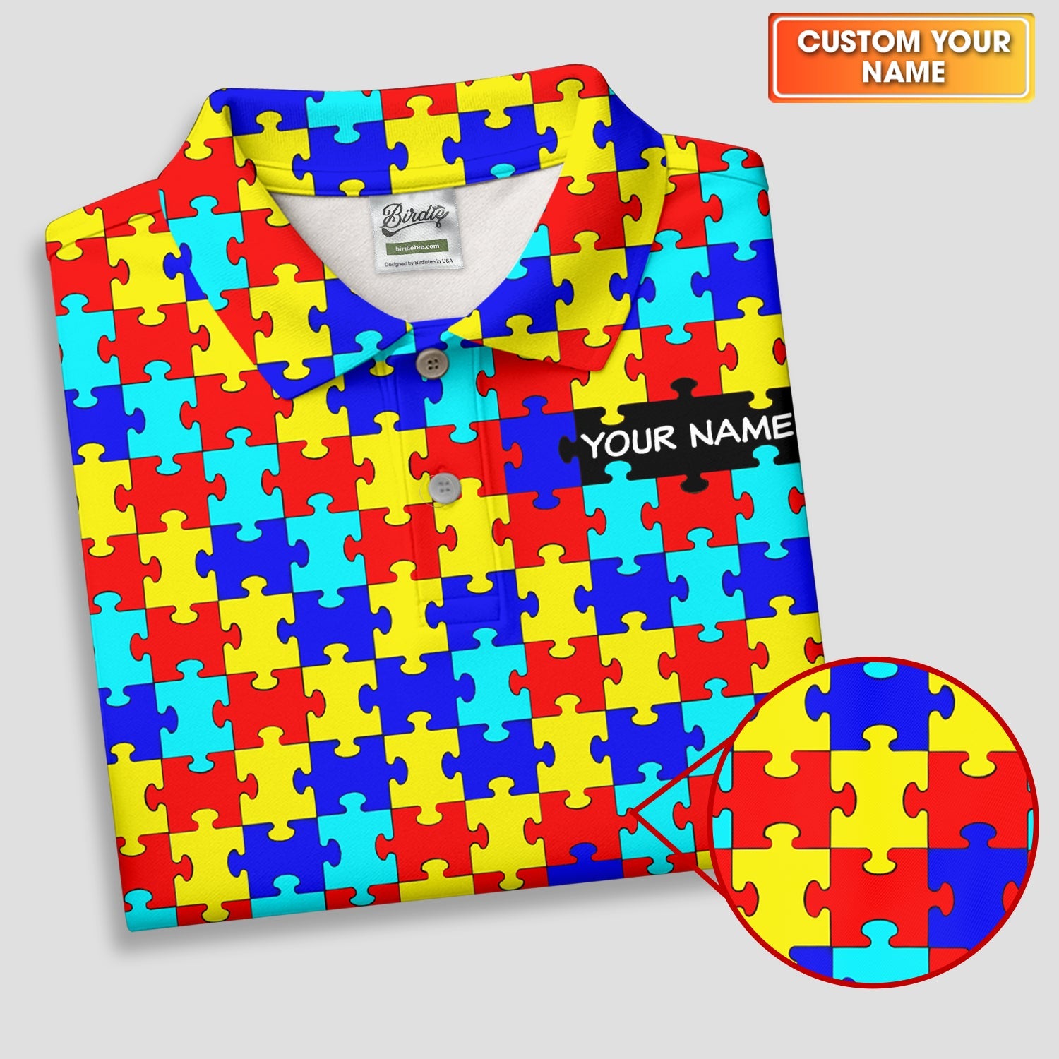 Autism Awareness Colorful Puzzle Pattern Golf Tops For Men, Polo ShirtFor Men, Golf Shirts For Men