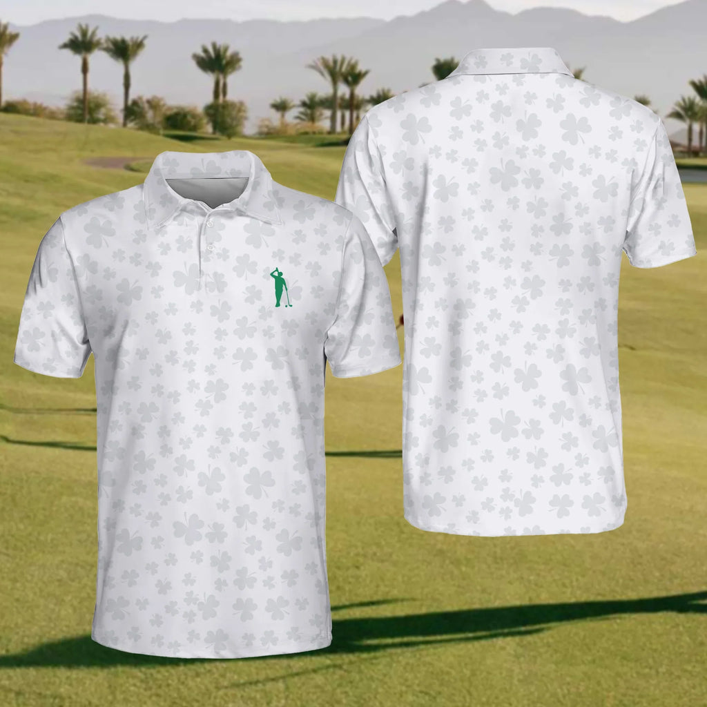 Shamrock Golf Polo ShirtMens Golf Shirt, St Patrick's Day Golf Shirt, Gift For Golfer
