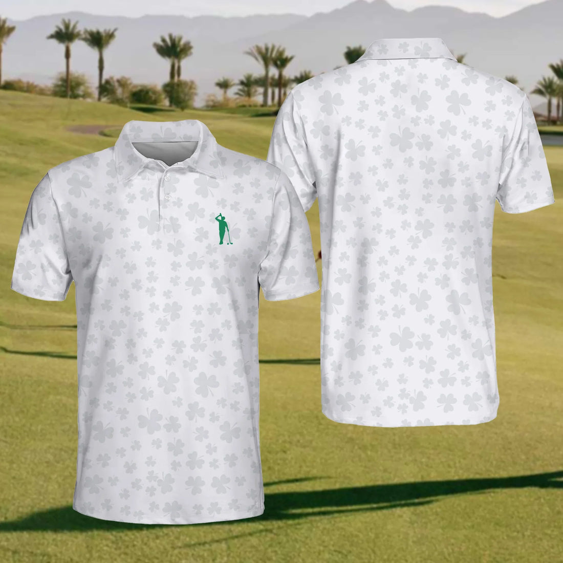 Shamrock Golf Polo Shirt, Mens Golf Shirt, St Patrick's Day Golf Shirt, Gift For Golfer