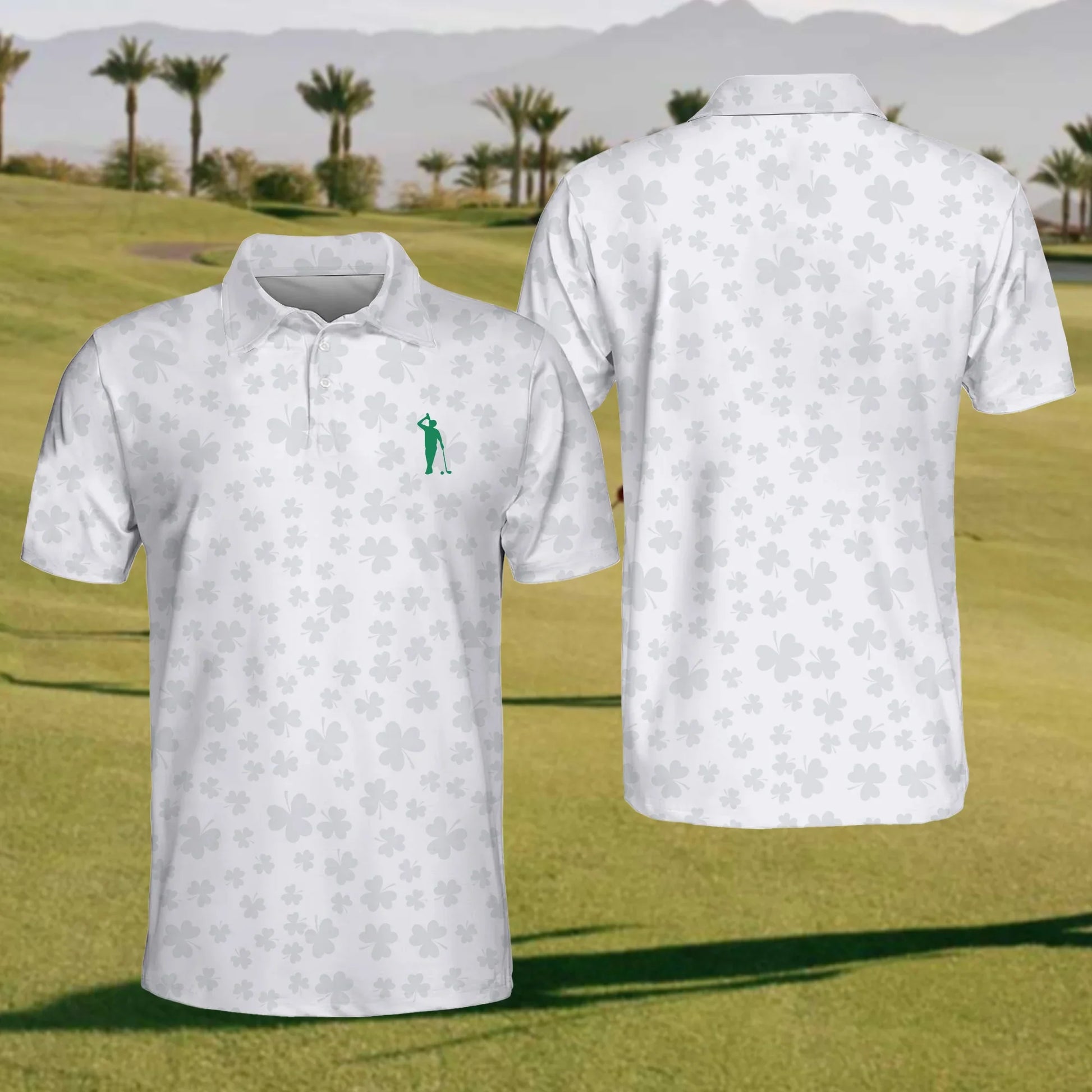 Shamrock Golf Polo Shirt, Mens Golf Shirt, St Patrick's Day Golf Shirt, Gift For Golfer
