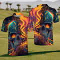 Red Skull Men's Golf Polo ShirtGolfers Gift, Funny Golf Shirt