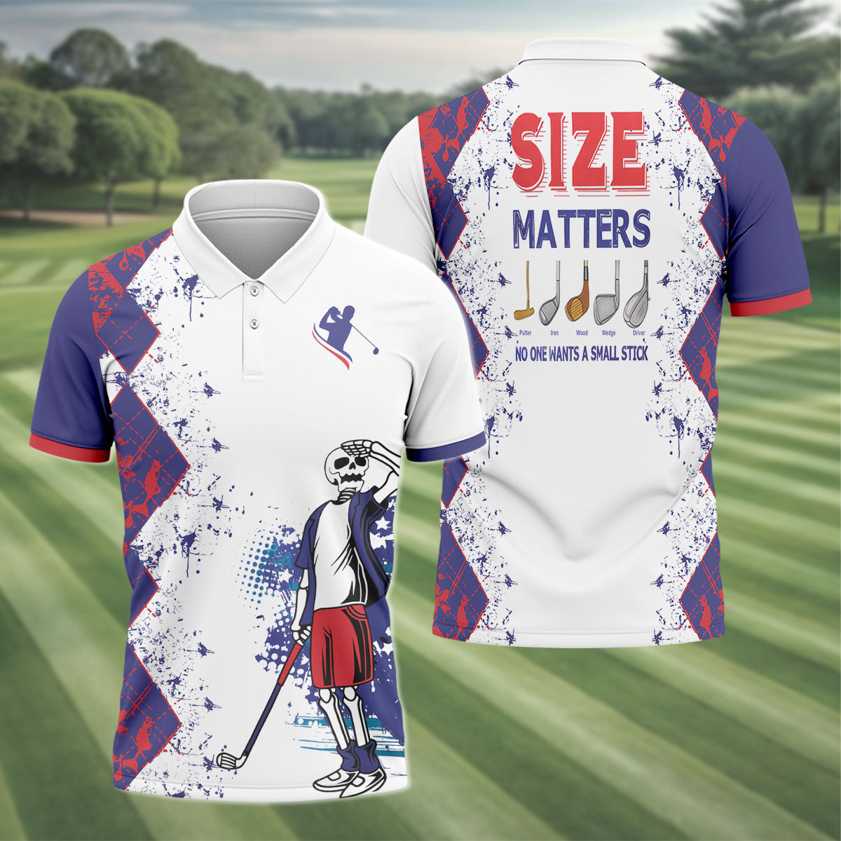 Size Matters No One Wants A Small Stick Mens Golf Polo ShirtMens Golf Gift, Funny Golf Shirt