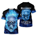 Hello Darkness My Old Friend Blue Flame Skull Golf Polo ShirtGolf Apparel, Golf Gift For Men