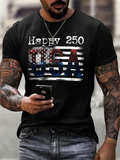 Happy 250 Distressed American Flag Black Golf Shirt, Patriotic Golf Shirt, 4th Of July Golf Shirts For Men