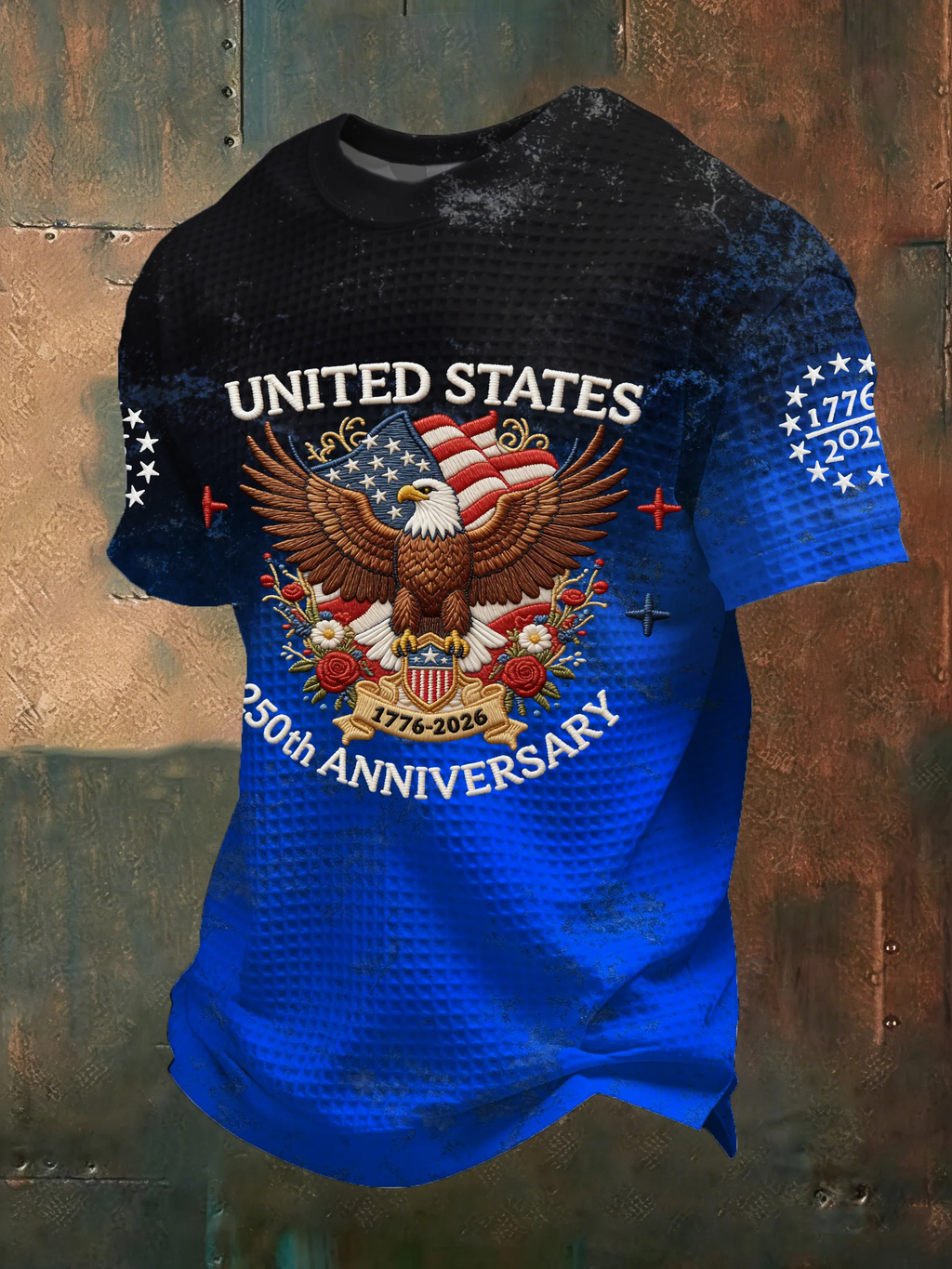 US 250th Anniversary Eagle Floral Distressed Golf Shirt, Patriotic Golf Shirt, 4th Of July Golf Shirt