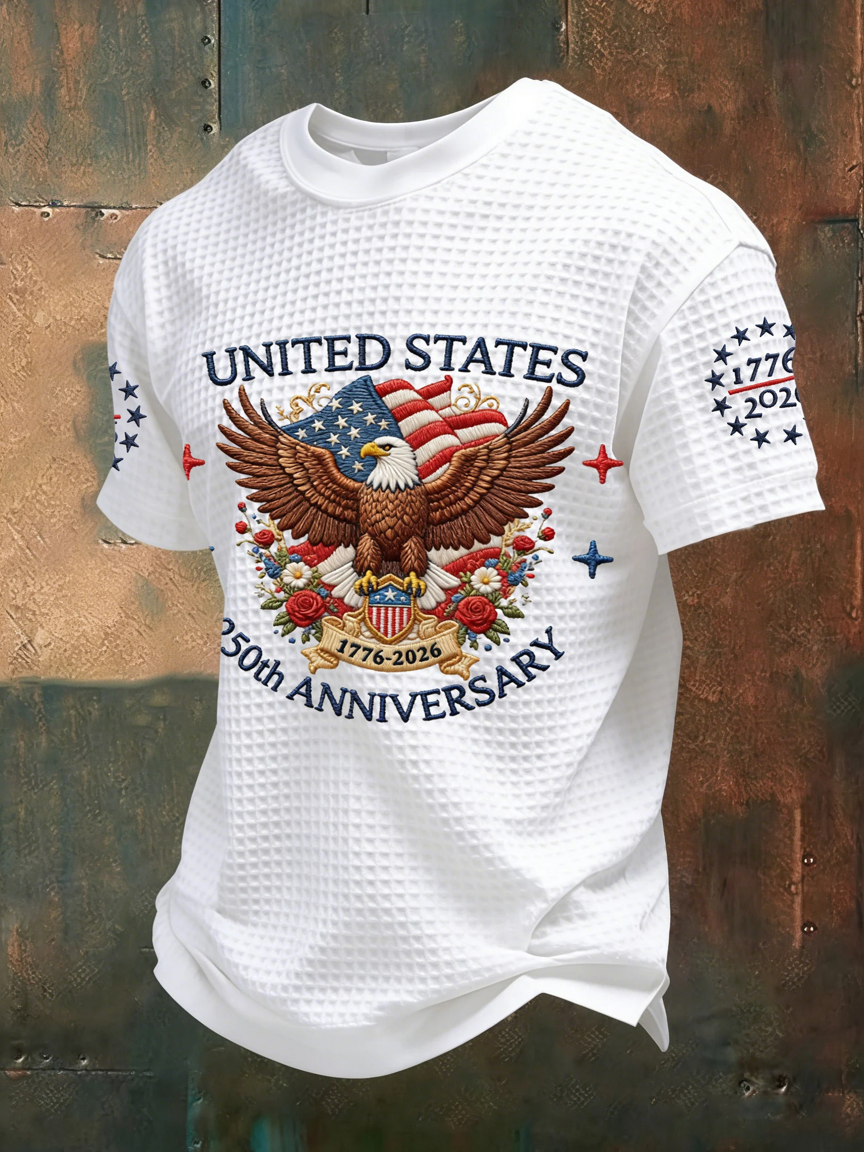 US 250th Anniversary Eagle Floral Distressed Golf Shirt, Patriotic Golf Shirt, 4th Of July Golf Shirt