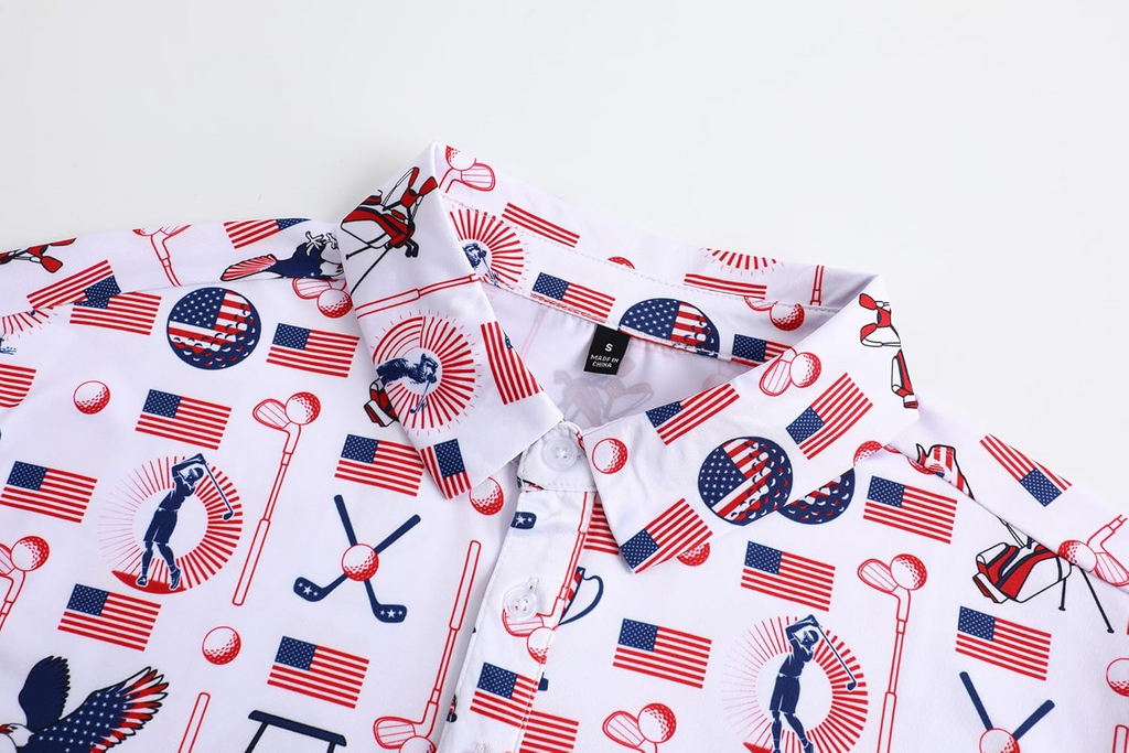 Seamless Symbols Of Architecture Of The USA Golf Polo Shirts, Golf Gift For Men, Golf Shirts For Men