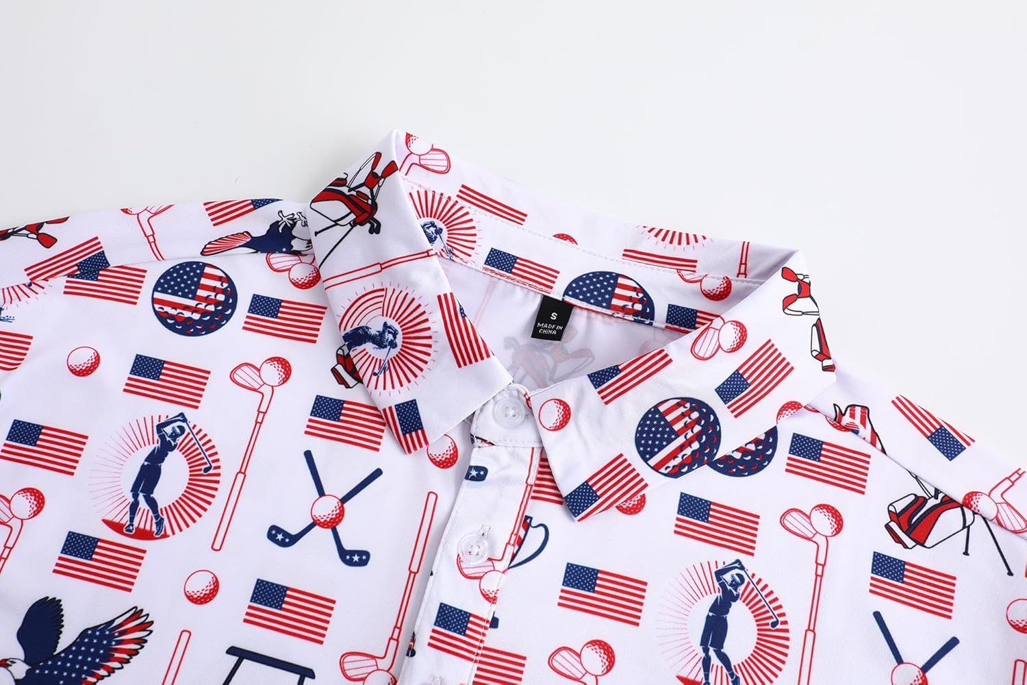 Seamless Symbols Of Architecture Of The USA Golf Polo Shirts, Golf Gift For Men, Golf Shirts For Men