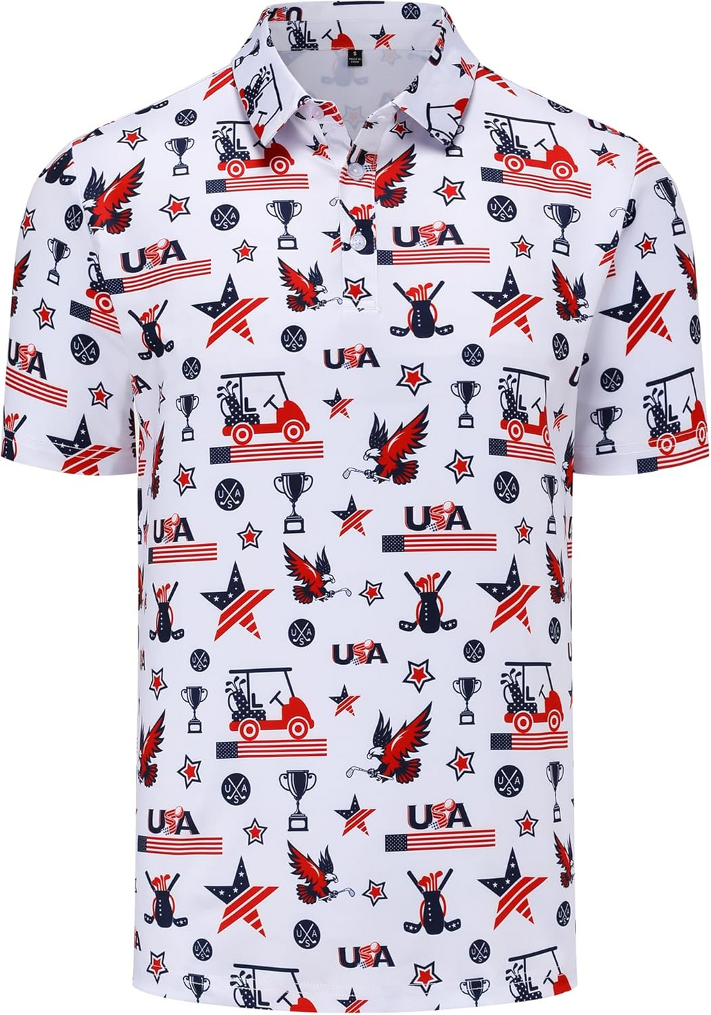 Patriotic USA Themed Pattern American Pride Golf Polo Shirts, Golf Gift For Men, Golf Shirts For Men