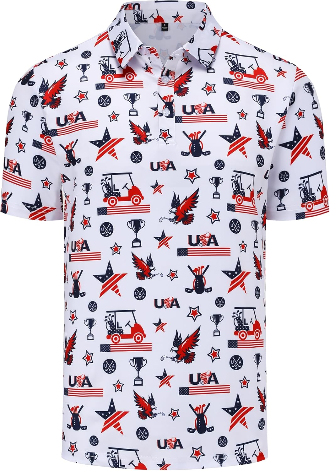 Patriotic USA Themed Pattern American Pride Golf Polo Shirts, Golf Gift For Men, Golf Shirts For Men