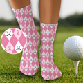 Pink Argyle Men's Golf Shirt With Socks Free, Breast Cancer Awareness Gift