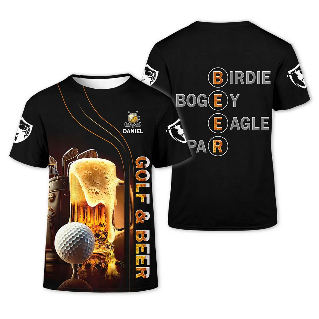Golf And Beer Men's Golf Shirt, Golf Hawaiian Shirt, Beer Golf Shirt, Fun Golf Shirts For Men, Golf Gifts For Men