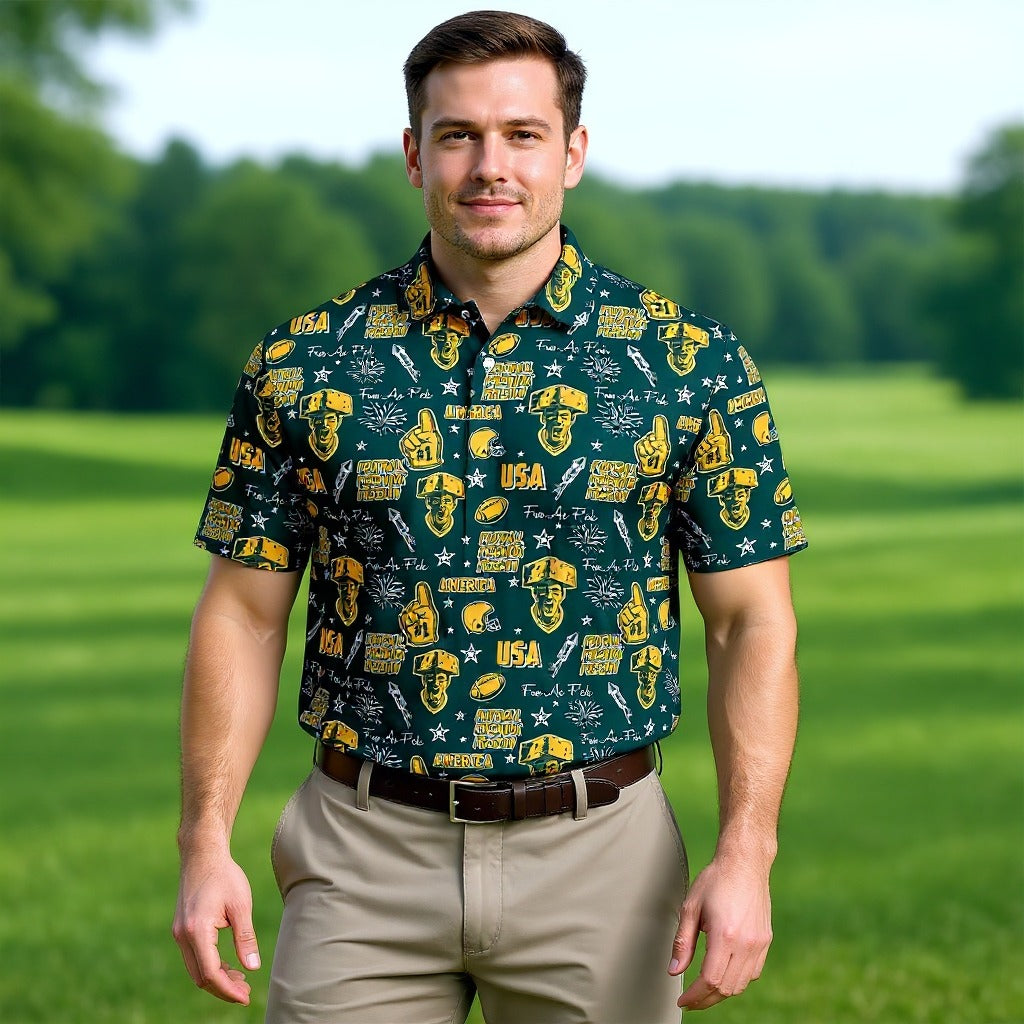 Cheesehead Dark Green And Gold Sport Polo, American Football League Gift Ideas For Football Fans