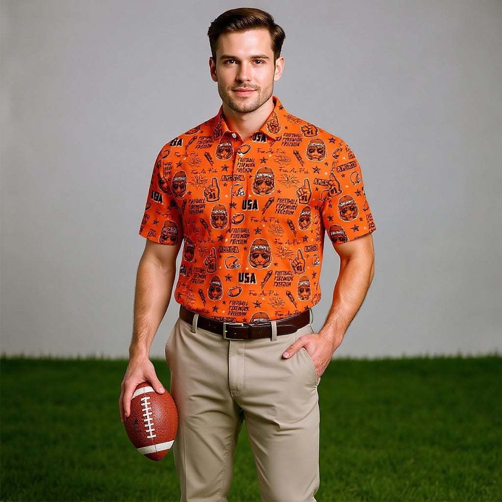 Bengal Tiger Head Orange And Black Sport Polo, American Football League Gift Ideas For Football Fans