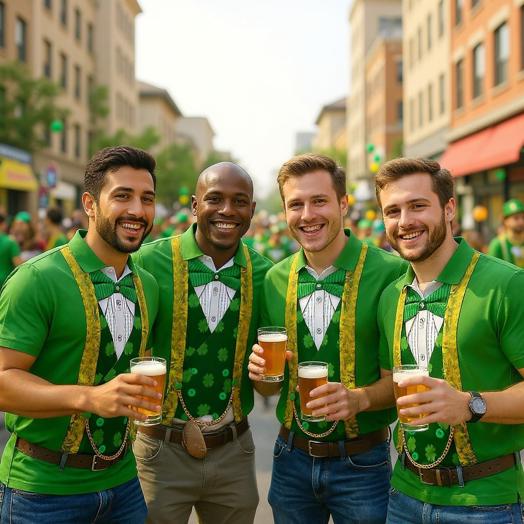 St Patrick's Day Leprechaun Costume Print Golf Tops For Men, Polo ShirtFor Men, Golf Shirts For Men