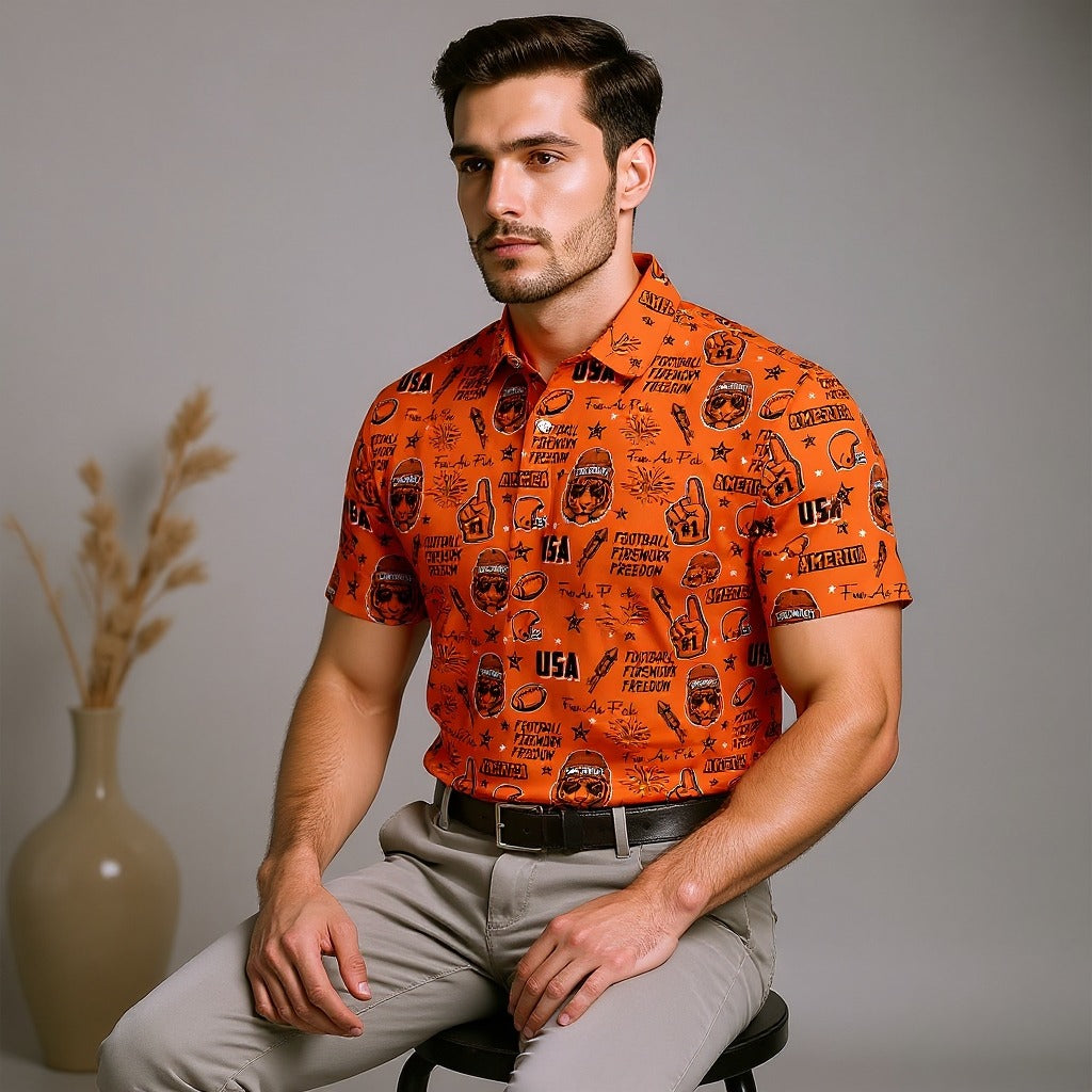 Bengal Tiger Head Orange And Black Sport Polo, American Football League Gift Ideas For Football Fans