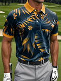 Hawaiian Tropical Palm Leaf Art Print Casual Business Polo Shirt, Polo Shirts For Men, Golf Gift For Men