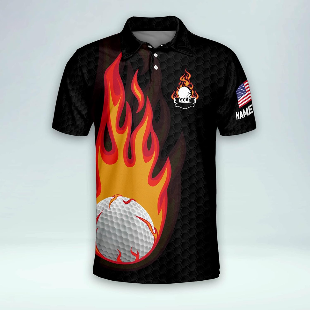 Swing Swear Look For Ball Repeat American Flag Custom Name Golf Polo Shirts, Golf Gift For Men, Golfing Apparel