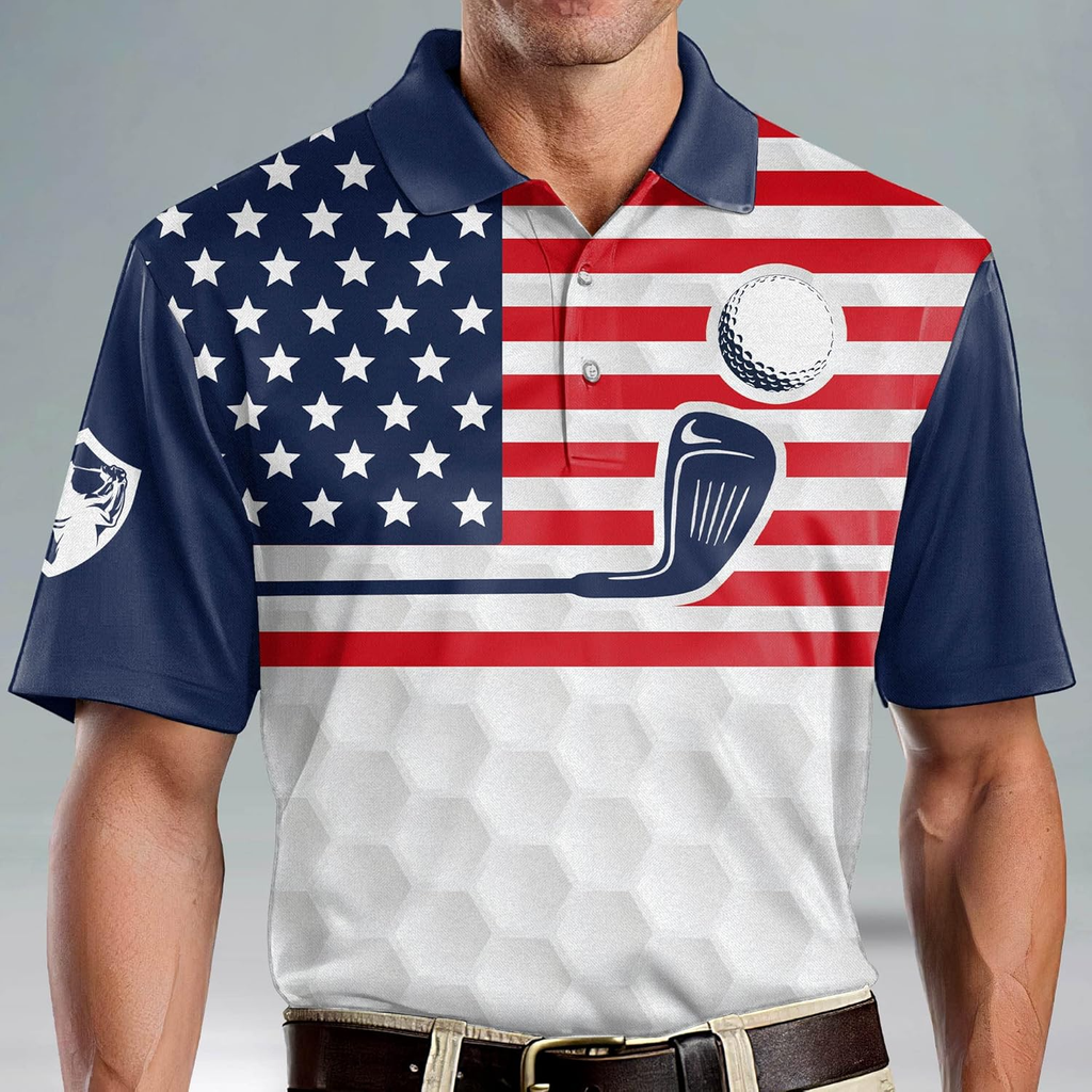 The Older I Get The Harder It Is To Find My Balls American Flag Golf Polo Shirts, Cool Golf Gift, Golfing Apparel