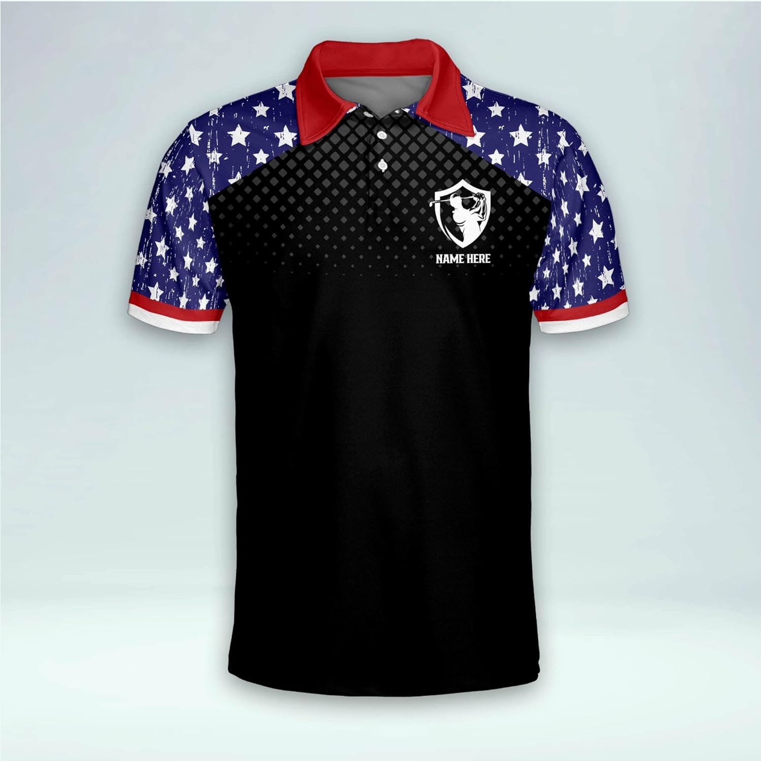 Swing Swear Look For Ball Repeat American Flag Custom Name Golf Polo Shirts, Cool Golf Gift, Golfing Apparel