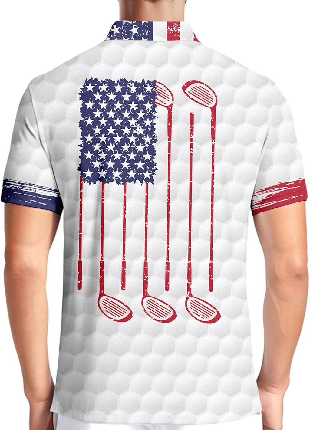 American Flag 50 Stars Patriotic Funny Swing Golf Polo Shirts, Golf Gift For Men, Golf Shirts For Men