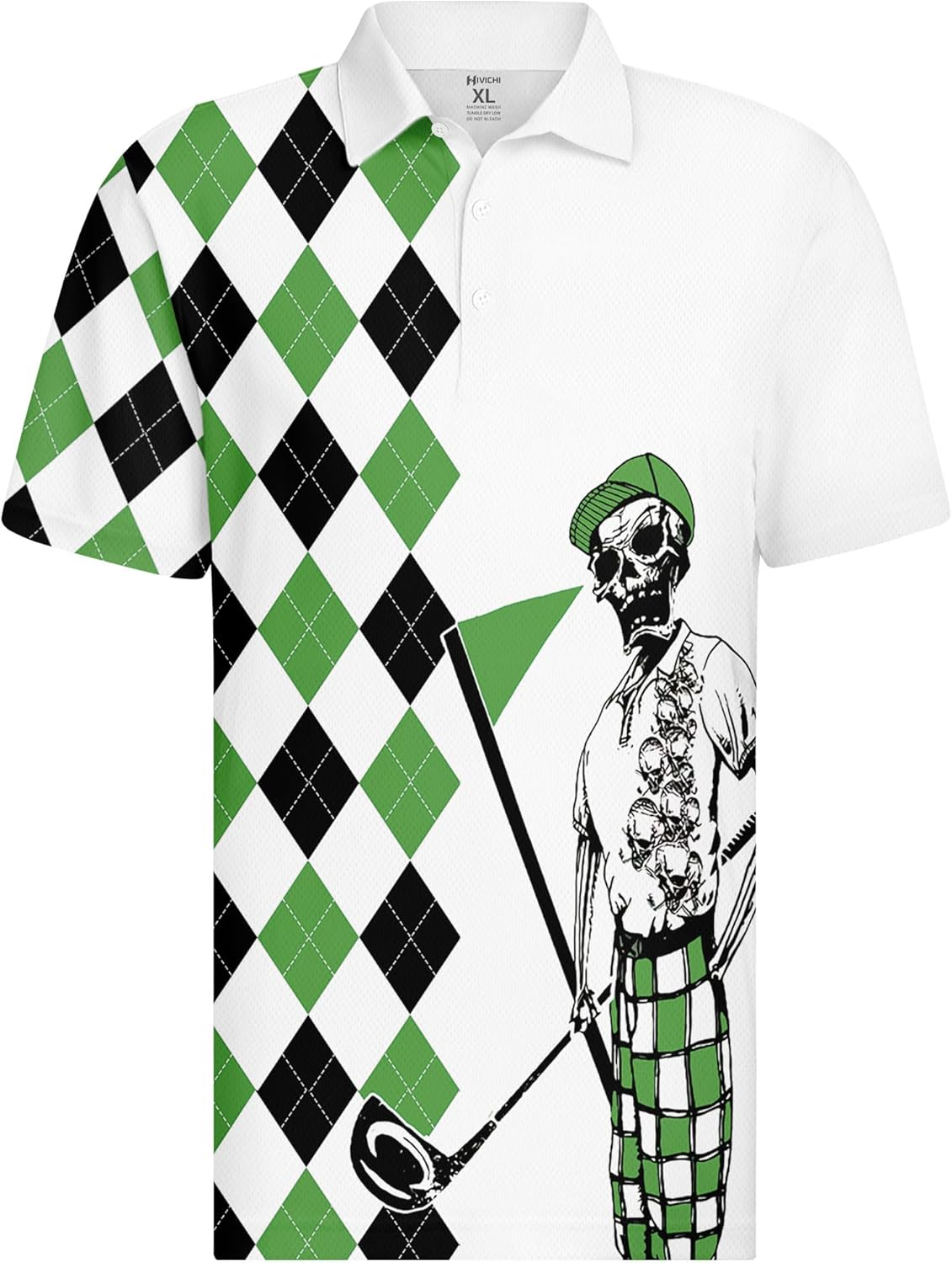 Funny Swing Green Polo Shirt American Flag Shirt Patriotic Golf Polo Shirts, Golf Gift For Men, Golf Shirts For Men