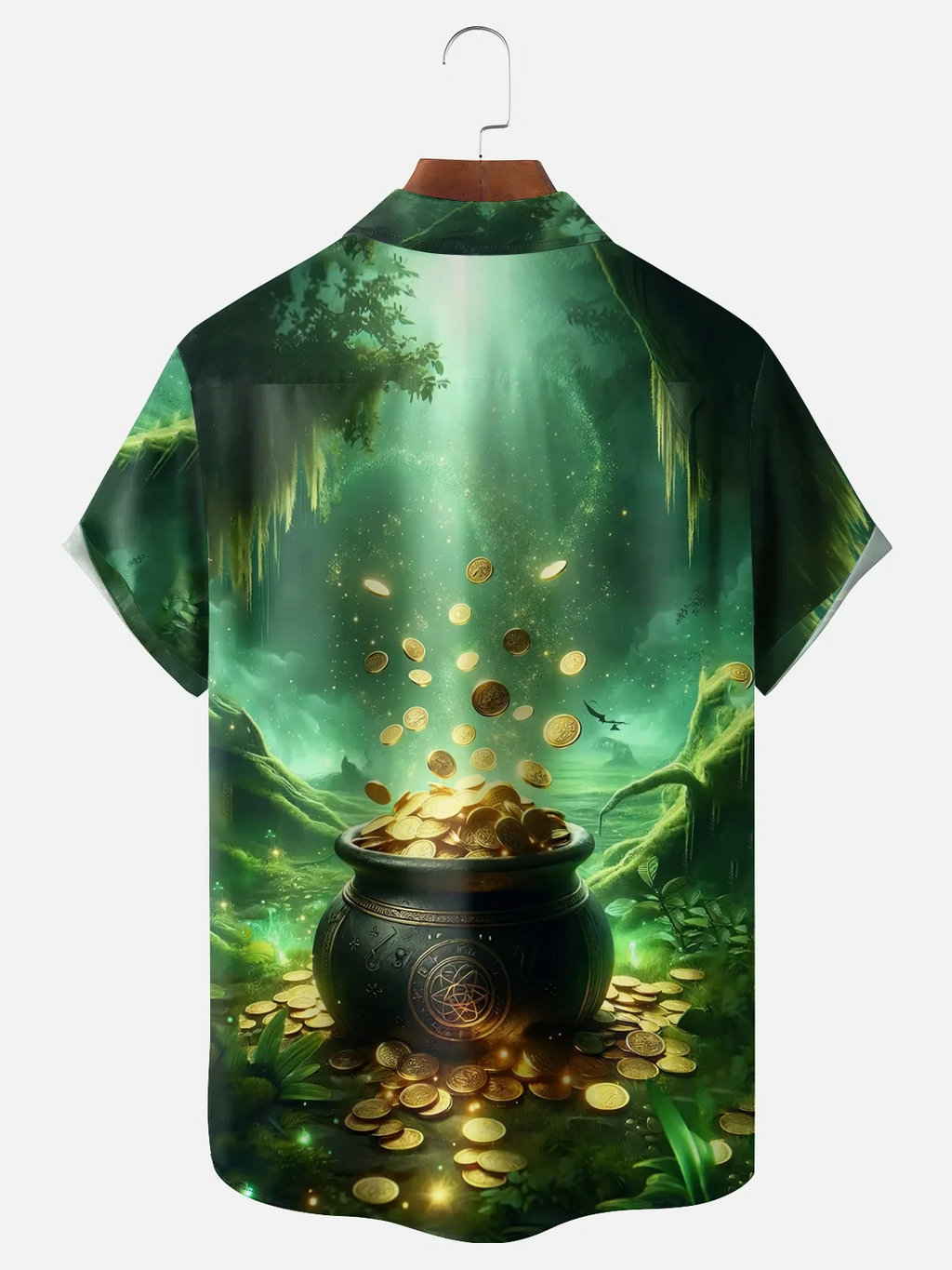 Lucky St. Patrick's Day Gnome Beer And Gold Coin Hawaiian Golf Shirt, Tropical Vibe Men's Golf Shirt