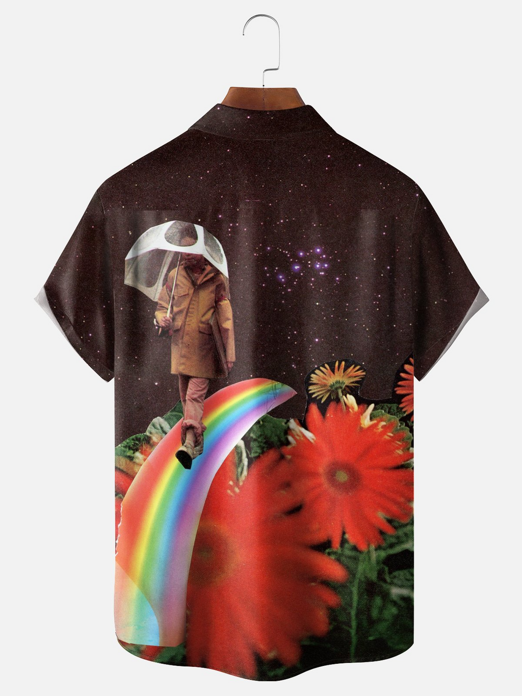 Fun Rainbow Collage Art Hawaiian Golf Shirt, Unique Golf Shirt, Tropical Vibe Funny Golf Shirt