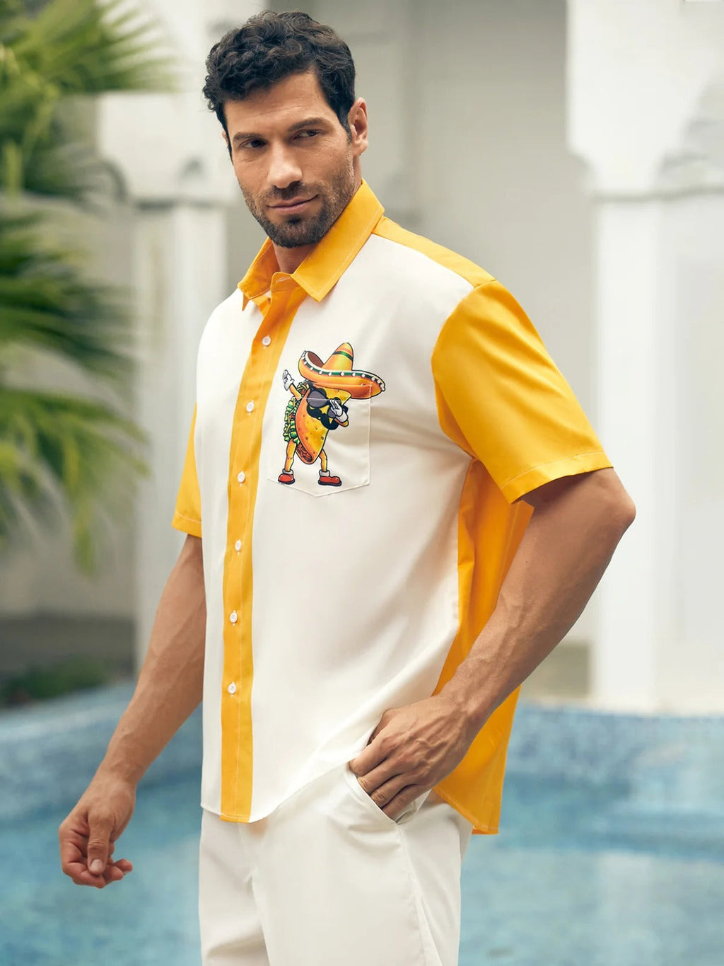 Funny Burrito Hawaiian Golf Shirt, Men's Golf Shirt, Mexican Culture Art Tropical Vibe Funny Golf Shirt