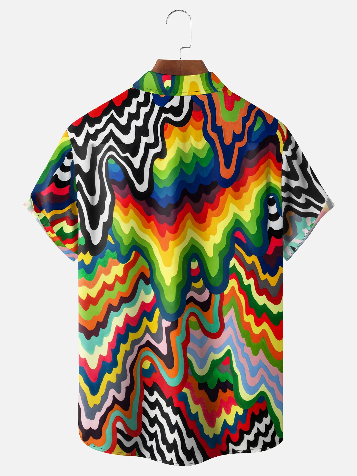 Artistic Abstract Rainbow Hawaiian Golf Shirt, Unique Golf Shirt, Tropical Vibe Funny Golf Shirt