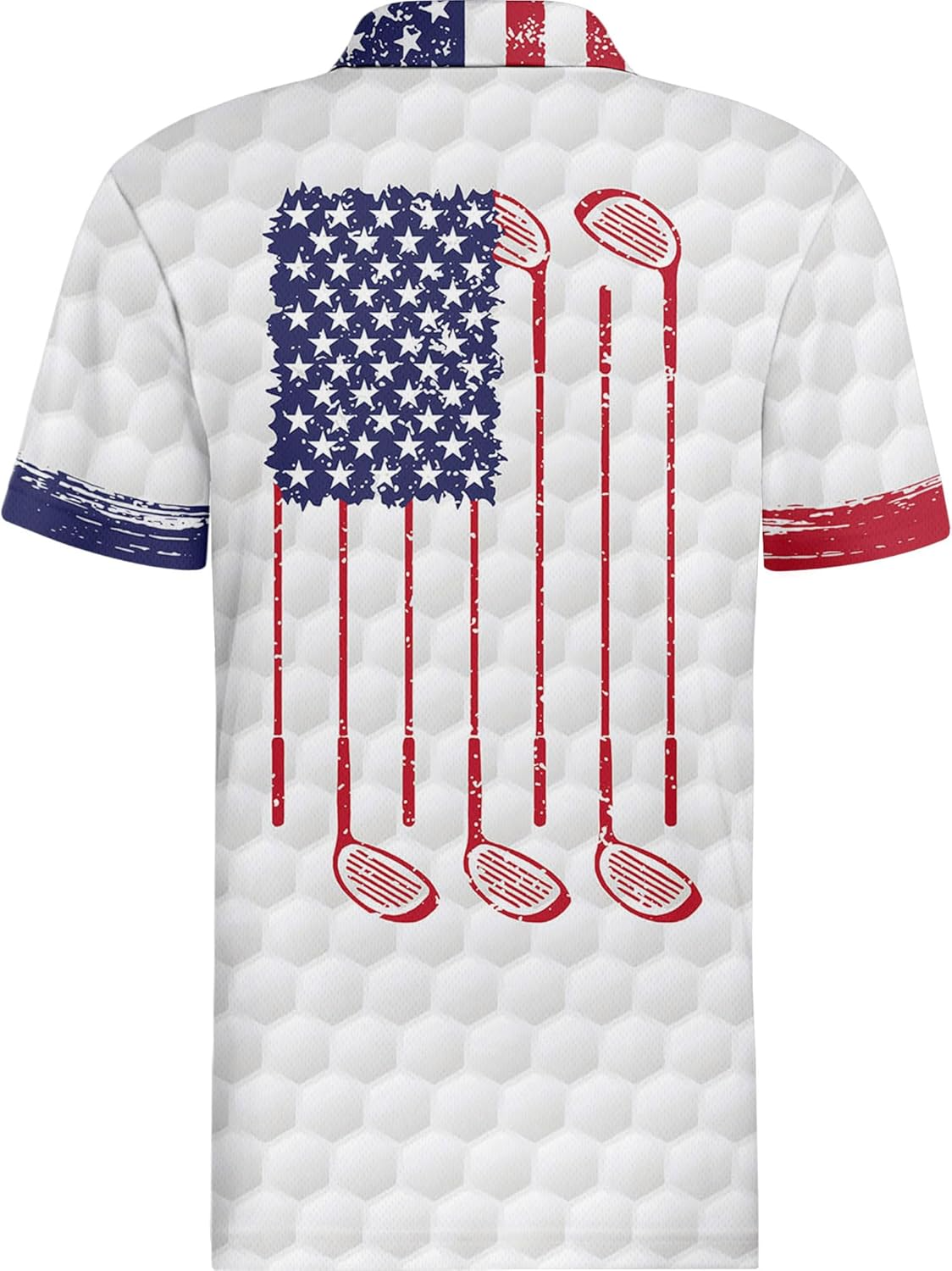 American Flag 50 Stars Patriotic Funny Swing Golf Polo Shirts, Golf Gift For Men, Golf Shirts For Men