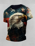 American Bald Eagle Distressed Painted Style Patriotic Golf Shirt, 4th Of July 250th Anniversary Golf Shirts For Men
