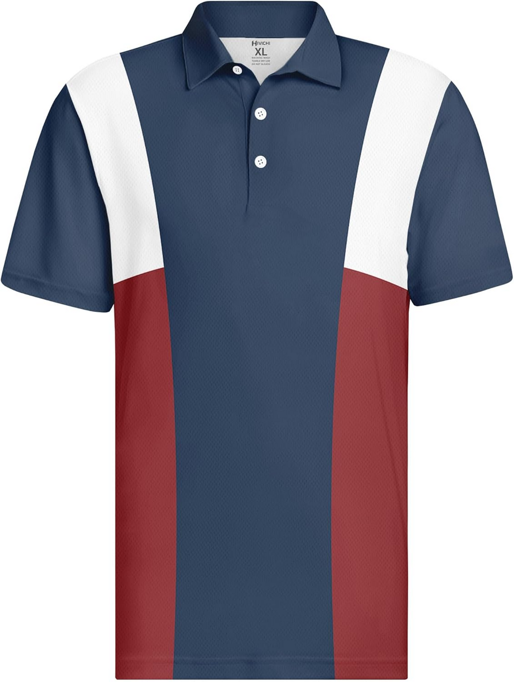 Red White Blue Color Block Funny Swing Golf Polo Shirts, Golf Gift For Men, Golf Shirts For Men
