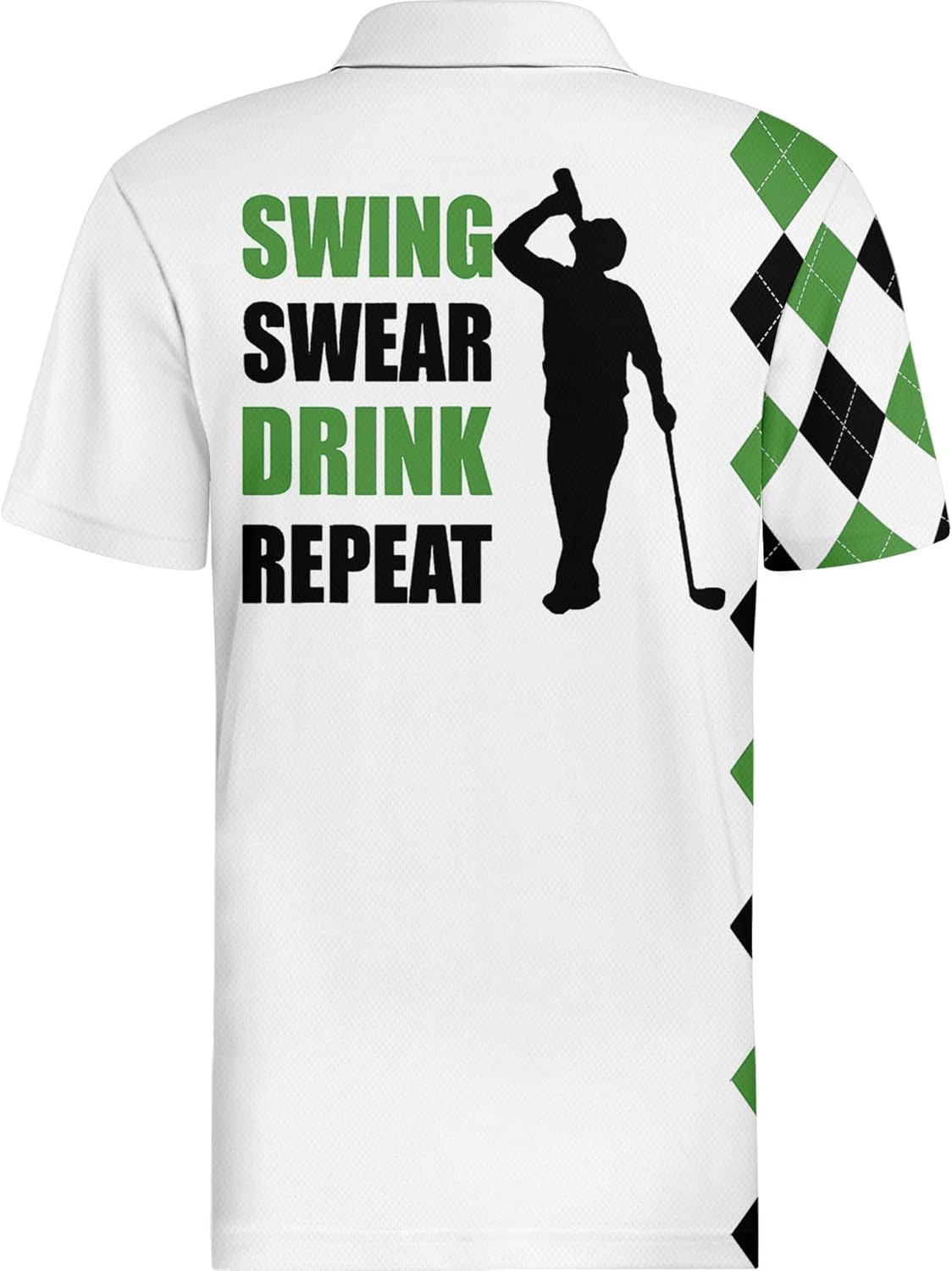 Funny Swing Green Polo Shirt American Flag Shirt Patriotic Golf Polo Shirts, Golf Gift For Men, Golf Shirts For Men