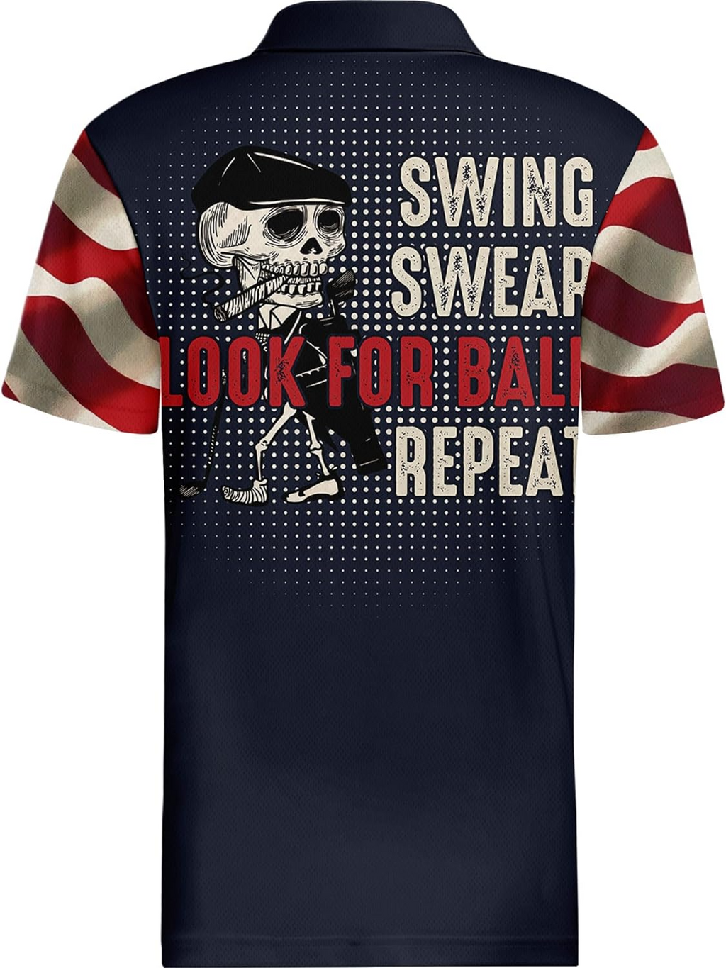 USA Flag 4th of July Men Funny Swing Golf Polo Shirts, Golf Gift For Men, Golf Shirts For Men
