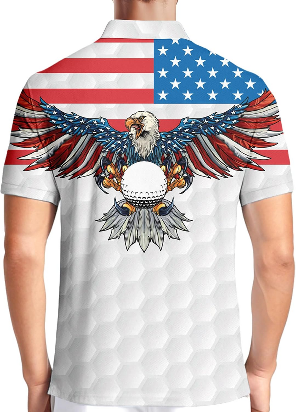American Flag Eagle Shirt Patriotic Golf Polo Shirts, Golf Gift For Men, Golf Shirts For Men