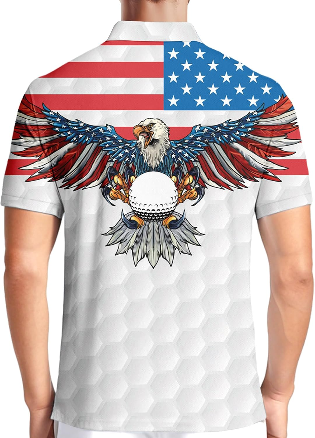 American Flag Eagle Shirt Patriotic Golf Polo Shirts, Golf Gift For Men, Golf Shirts For Men
