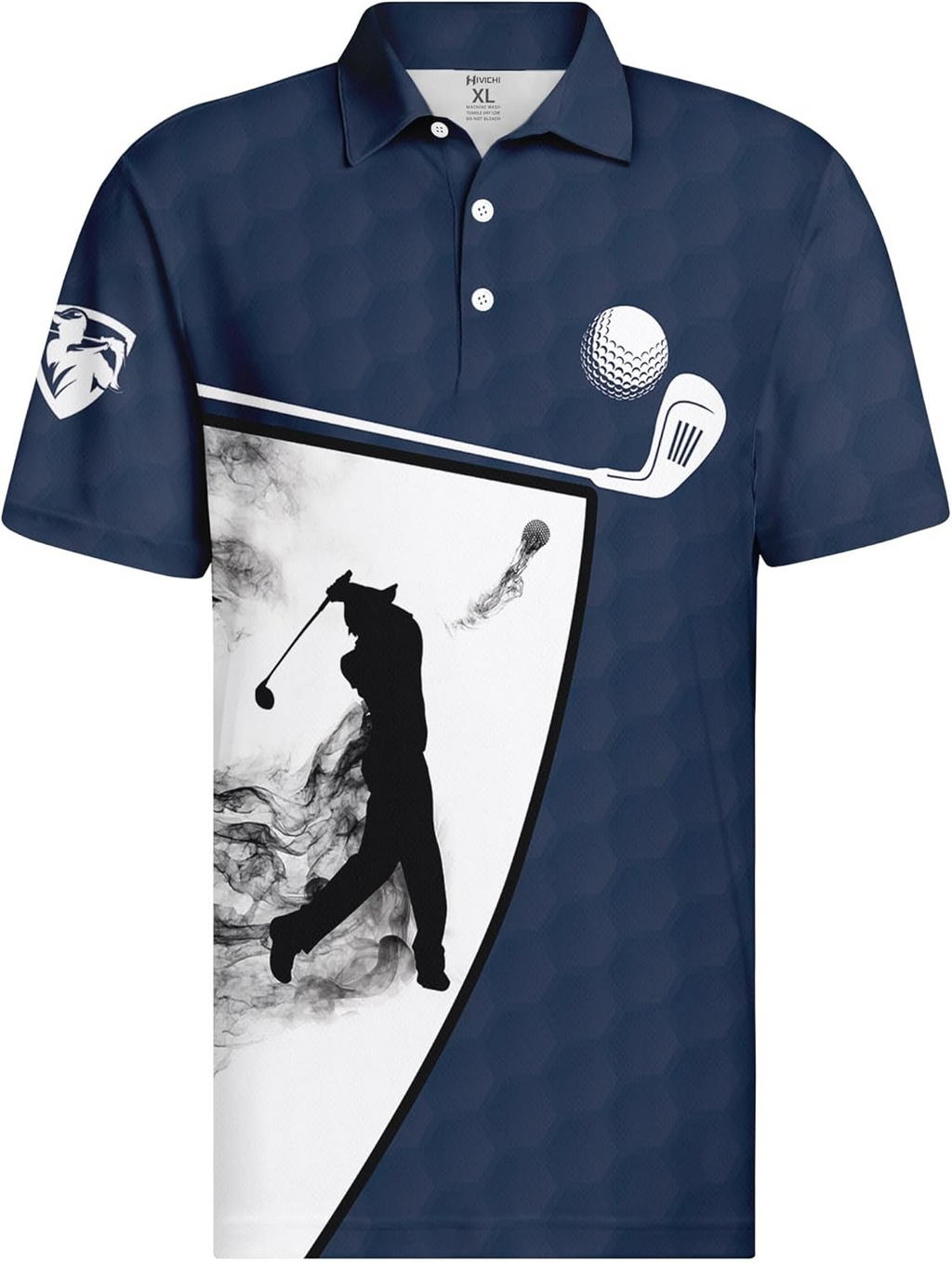 White Blue Swing Swear Drink Repeat Golf Polo Shirts, Golf Gift For Men, Golf Shirts For Men