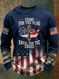 Stand For The Flag Faith Cross US Flag Camo Patriotic Golf Shirt, 4th Of July 250 Years Golf Shirts For Men
