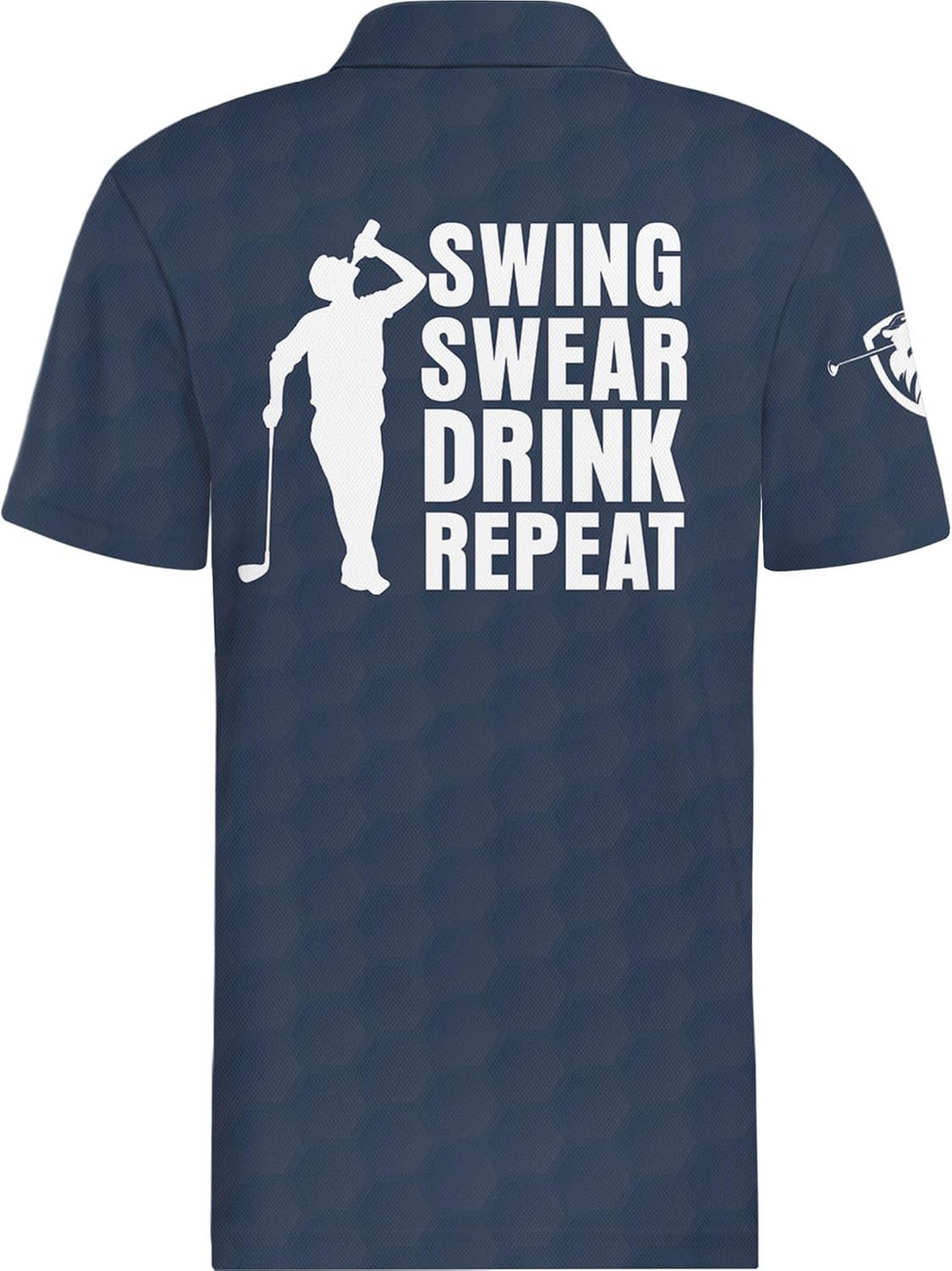 White Blue Swing Swear Drink Repeat Golf Polo Shirts, Golf Gift For Men, Golf Shirts For Men