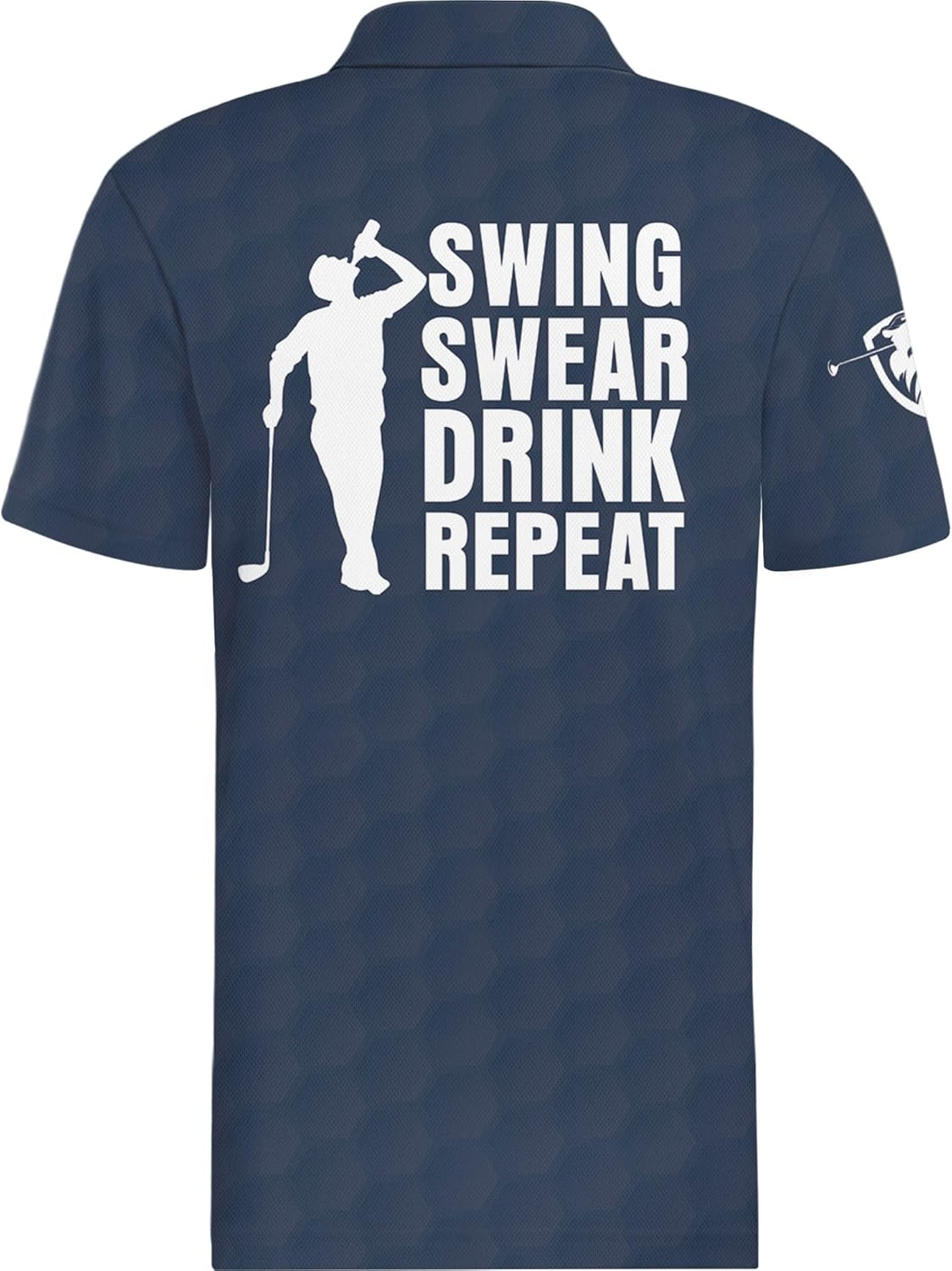 White Blue Swing Swear Drink Repeat Golf Polo Shirts, Golf Gift For Men, Golf Shirts For Men