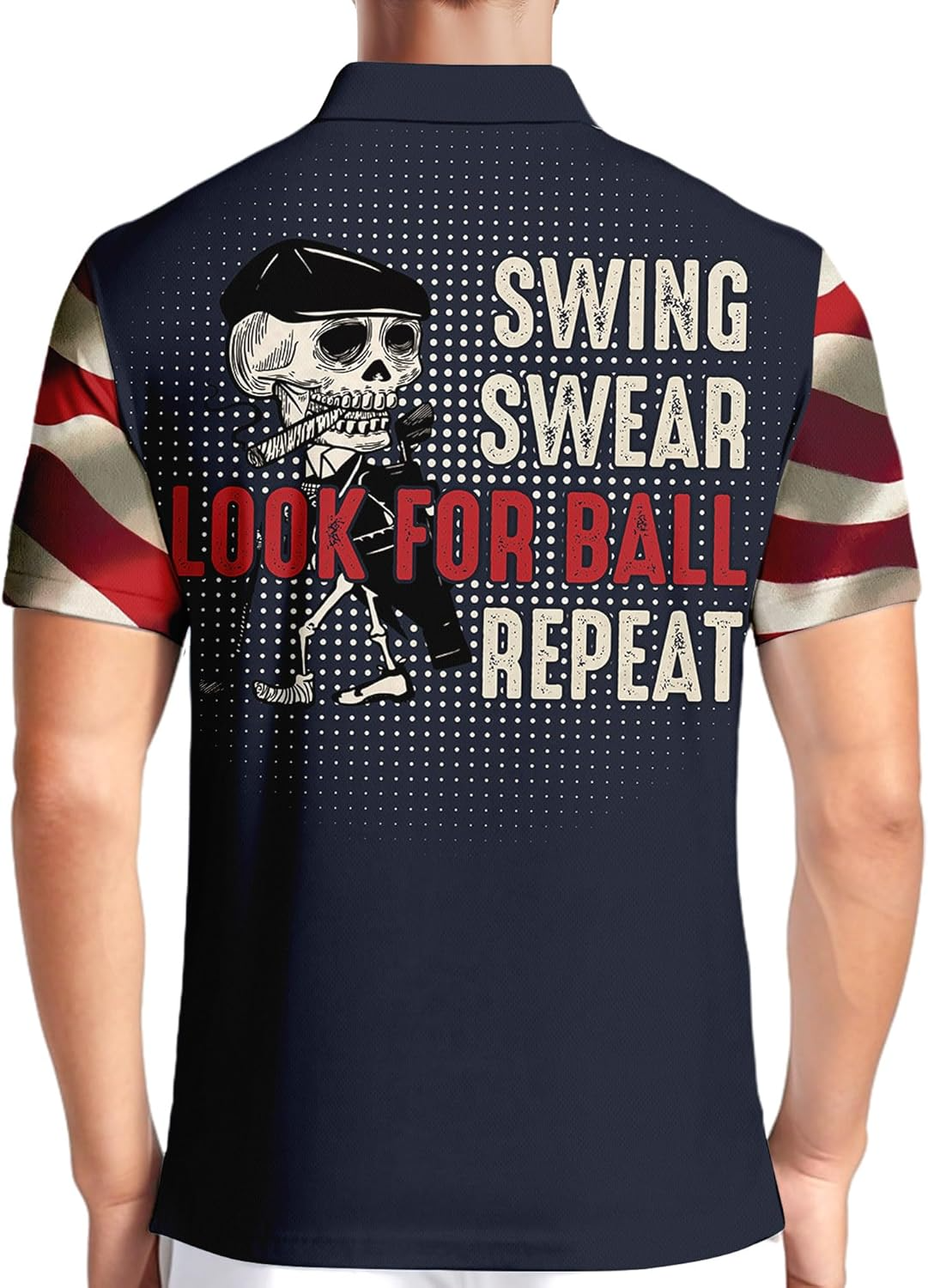 USA Flag 4th of July Men Funny Swing Golf Polo Shirts, Golf Gift For Men, Golf Shirts For Men
