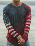 Distressed Painted American Flag Pattern Patriotic Golf Shirt, 4th Of July 250 Years Pride Golf Shirts For Men