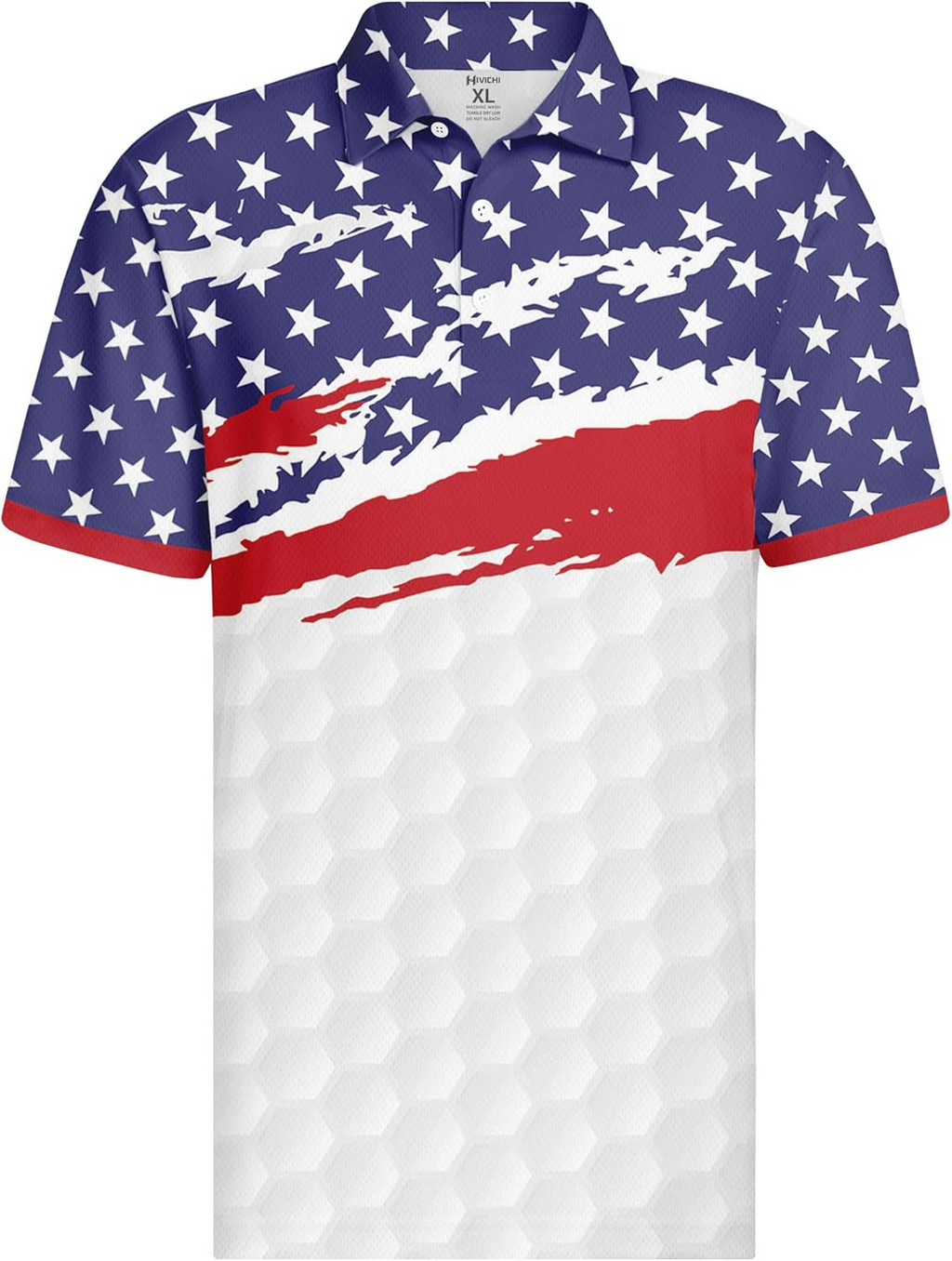 Red, White and Blue American Flag Patriotic Golf Polo Shirts, Golf Gift For Men, Golf Shirts For Men