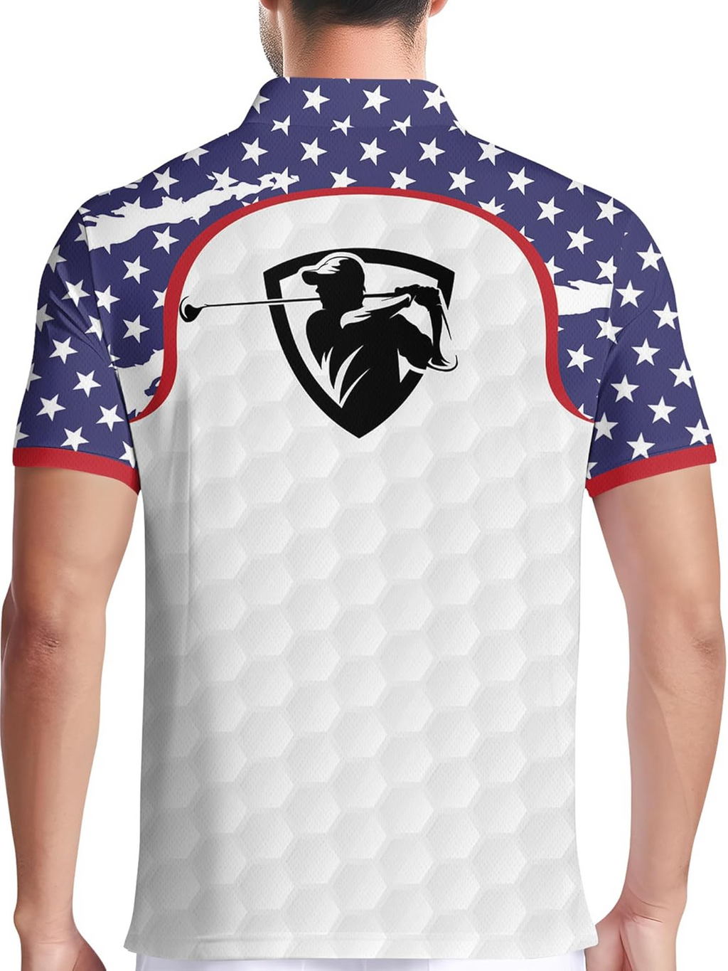 Red, White and Blue American Flag Patriotic Golf Polo Shirts, Golf Gift For Men, Golf Shirts For Men