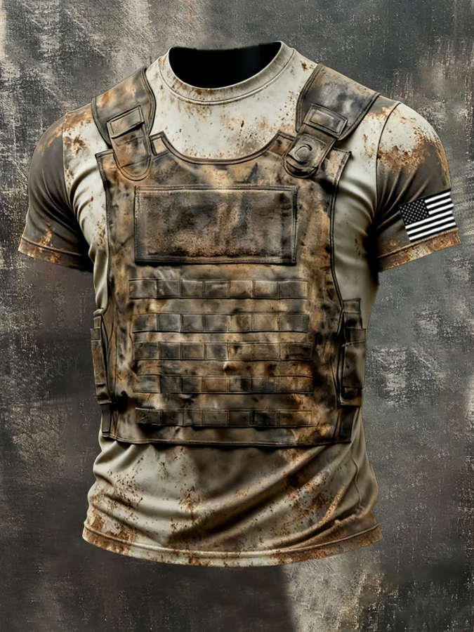 Military Vest All Over Print US Flag Logo Patriotic Golf Shirt, 4th Of July 250 Years Pride Golf Shirts For Men